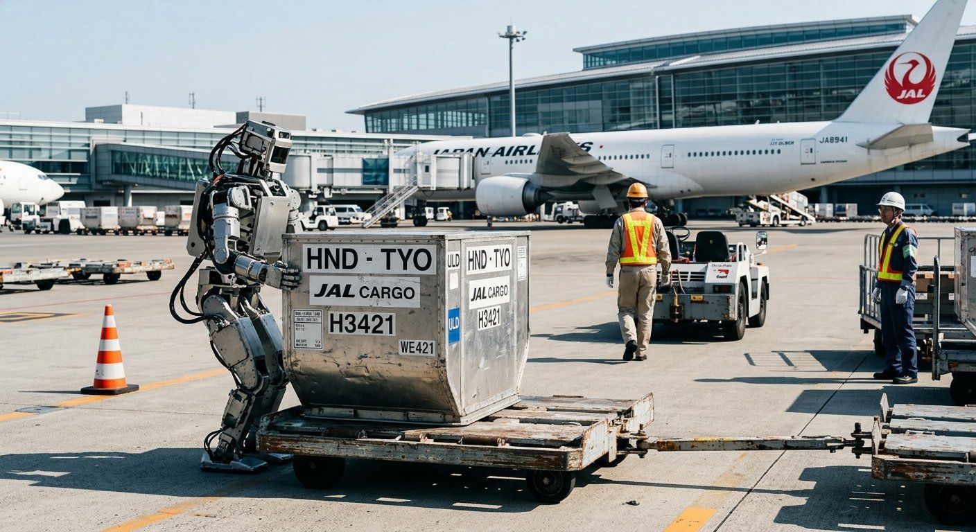 Haneda prueba robots humanoides para cargar contenedores en la primera demostración de este tipo en Japón