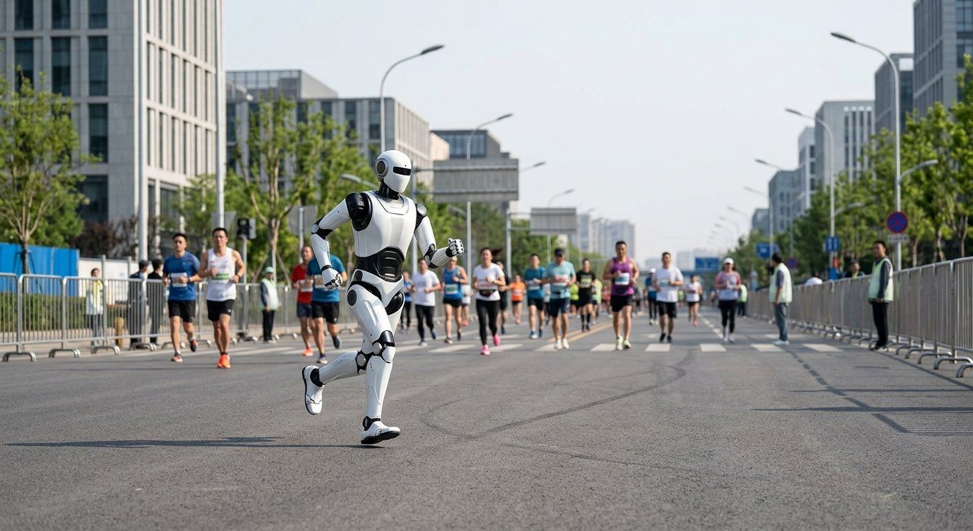 Un robot autónomo corrió 21,0975 km en 50:26 entre 12.000 humanos en Pekín