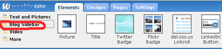Weebly menú edición de blogs