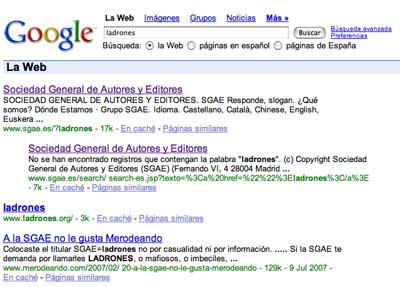 Búsqueda ‘ladrones’ en Google