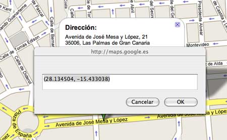 Longitud y latitud en Google Maps